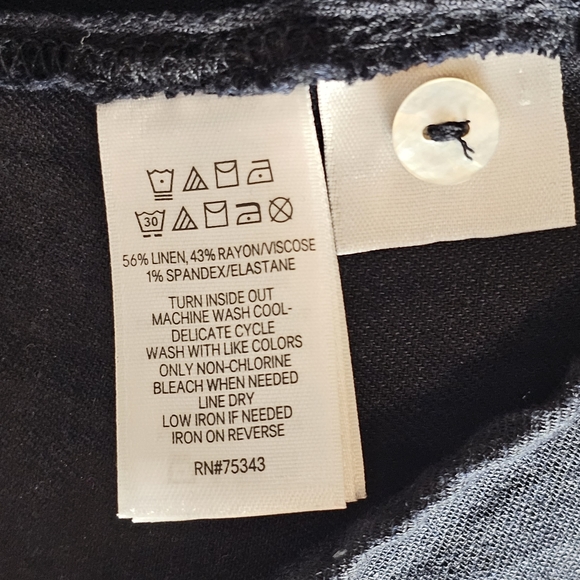 Tahari Black Linen Blend Sleeveless Buttondown V-neck Shirt Dress, EUC, size 2 - Picture 8 of 8